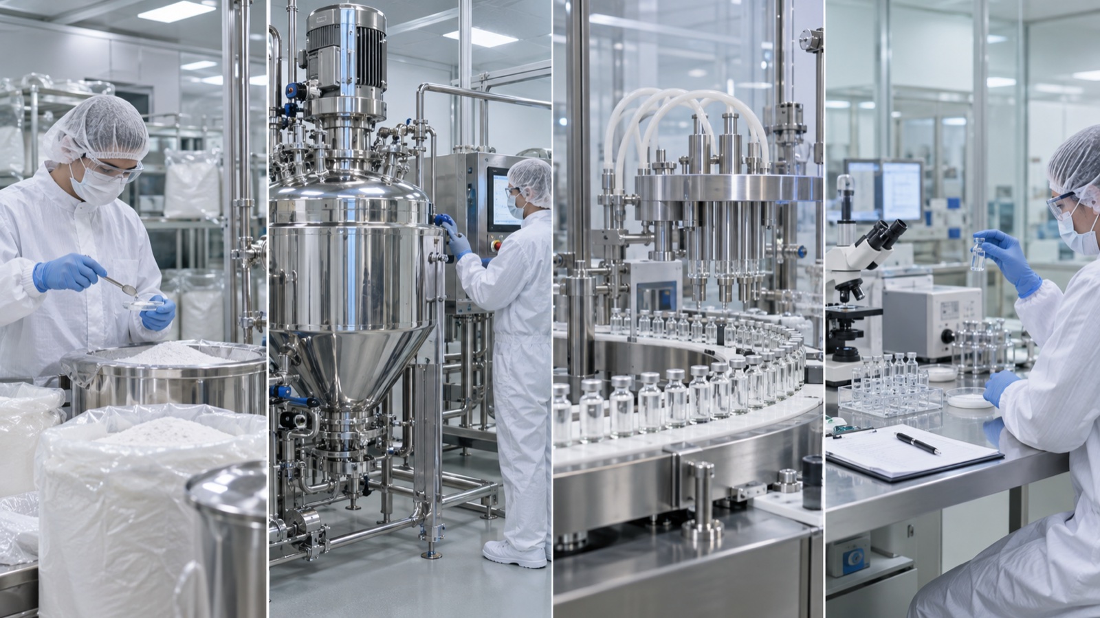 GMP環境での医薬品製造を具体的に示すImageGen生成の解説用イメージ（図2）