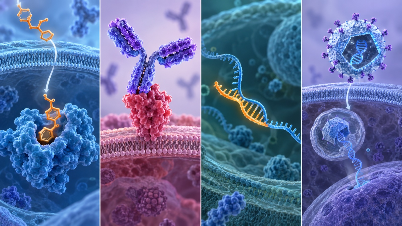 さまざまな創薬モダリティを具体的に示すImageGen生成の解説用イメージ（図4）